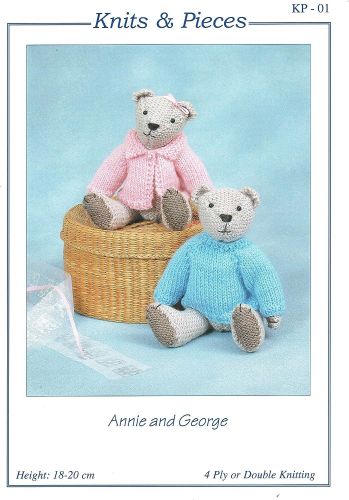 Knits & Pieces KP01 Annie and George Teddy Bears in 4Ply or DK